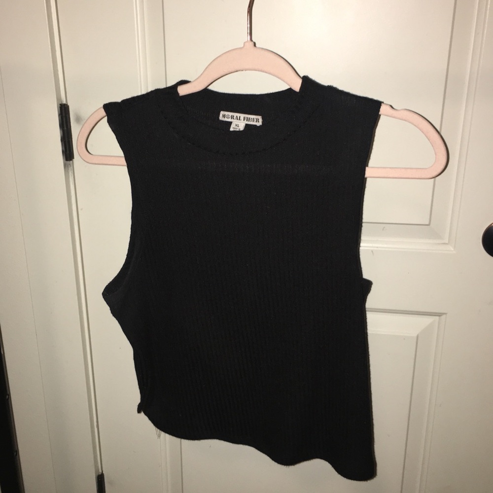 Black high neck crop top
